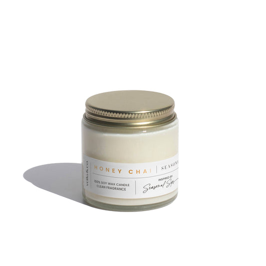 Honey Chai |  4oz Soy Candle Clear Jar Mini - Reinvent Your Hustle